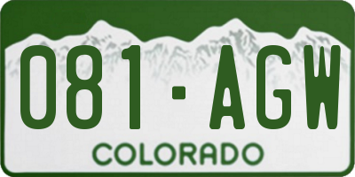 CO license plate 081AGW