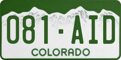 CO license plate 081AID