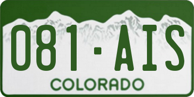 CO license plate 081AIS