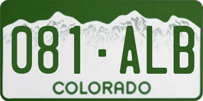 CO license plate 081ALB