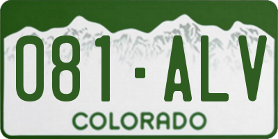 CO license plate 081ALV