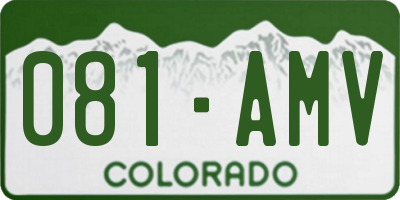 CO license plate 081AMV