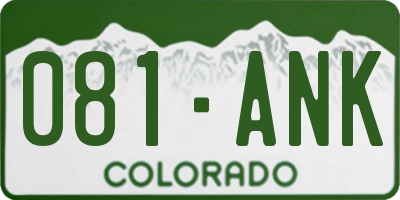 CO license plate 081ANK