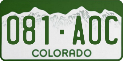 CO license plate 081AOC