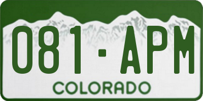 CO license plate 081APM