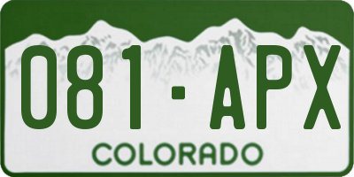 CO license plate 081APX