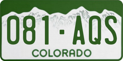 CO license plate 081AQS
