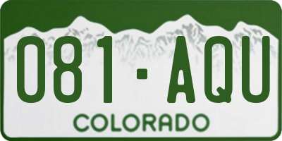 CO license plate 081AQU