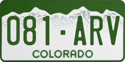 CO license plate 081ARV