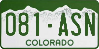 CO license plate 081ASN