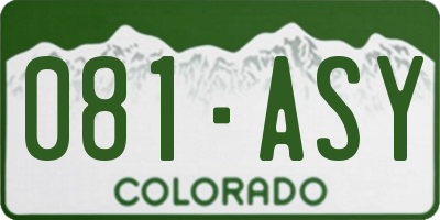 CO license plate 081ASY