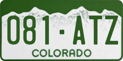 CO license plate 081ATZ