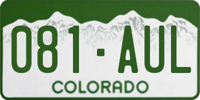 CO license plate 081AUL