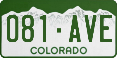 CO license plate 081AVE
