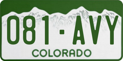CO license plate 081AVY