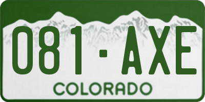 CO license plate 081AXE