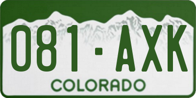 CO license plate 081AXK