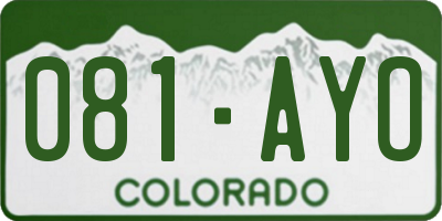 CO license plate 081AYO