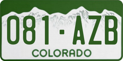 CO license plate 081AZB