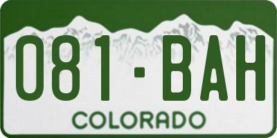 CO license plate 081BAH