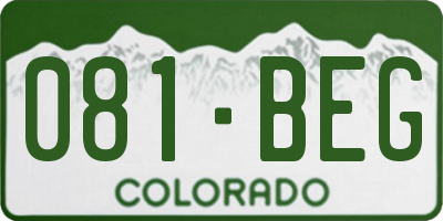 CO license plate 081BEG
