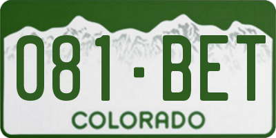 CO license plate 081BET