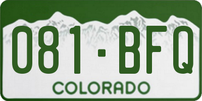 CO license plate 081BFQ
