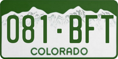 CO license plate 081BFT