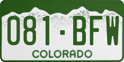 CO license plate 081BFW