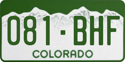 CO license plate 081BHF