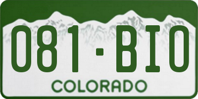 CO license plate 081BIO