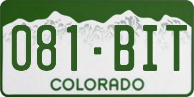 CO license plate 081BIT