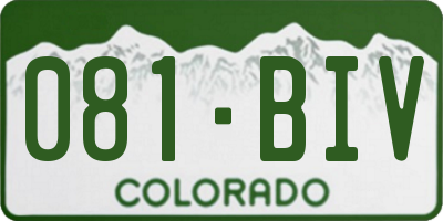 CO license plate 081BIV