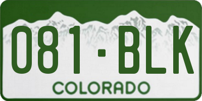 CO license plate 081BLK