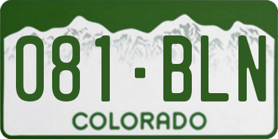CO license plate 081BLN