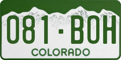 CO license plate 081BOH