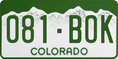 CO license plate 081BOK