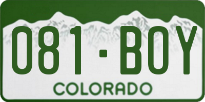 CO license plate 081BOY