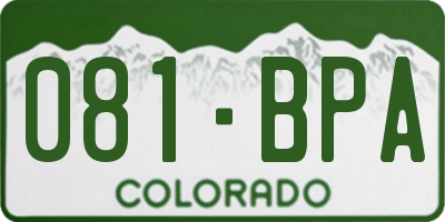 CO license plate 081BPA