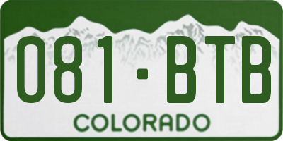 CO license plate 081BTB