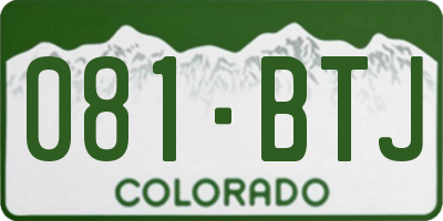 CO license plate 081BTJ