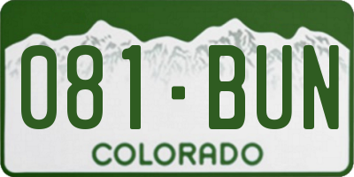 CO license plate 081BUN