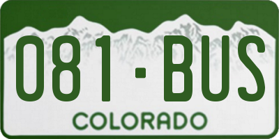 CO license plate 081BUS