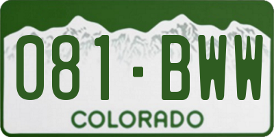 CO license plate 081BWW