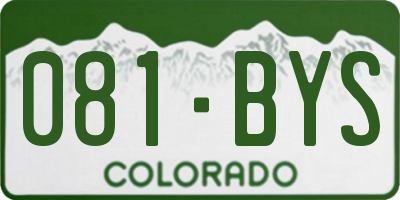 CO license plate 081BYS