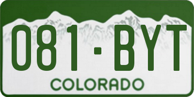 CO license plate 081BYT