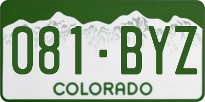 CO license plate 081BYZ