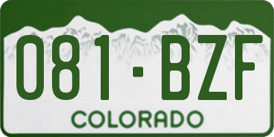 CO license plate 081BZF