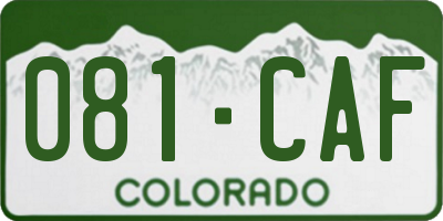 CO license plate 081CAF