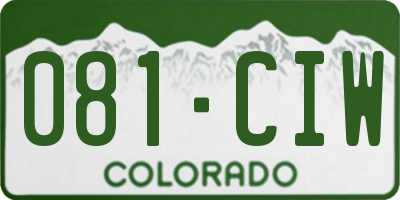 CO license plate 081CIW